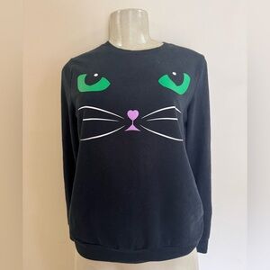 Mighty Fine Black Cat Face Sweater Size Small EUC